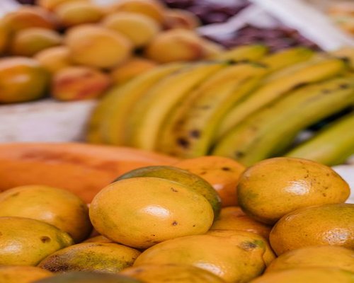Rich variety of Colombian fresh fruits and vegetables from a local market